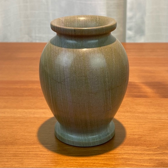 VTG Carved Stone Marble Miniature Bud Vase 4” Tall Green Earth Tone Natural - Picture 6 of 16